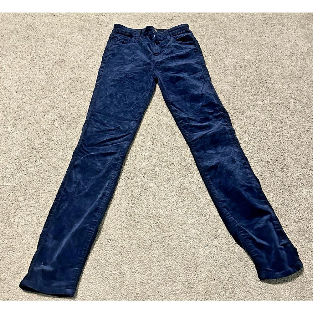 J Brand Women 23 Pants Leenah Super Skinny Velvet Stretch Dark Iris Blue
